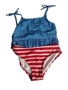 NWT Cat & Jack Girls Size Small 6/7 USA Flag Swimsuit July 4th Independence Day - Picture 1 of 2