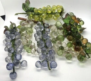 Set Acryl Traubensträuße klar grün lila facettiert 6er Set Rebenzweige - Bild 1 von 6