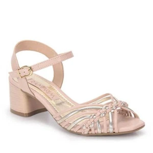 Ramarim 1548201 Woven Boho Chic open Toe Low Heel Nude Sandals - Picture 1 of 1