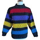 Vintage Jane Adams Acrylic Sweater Cottagecore USA 1989 Neon Colorful Retro