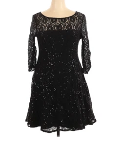 SLNY Cocktail Wedding Piece Long Sleeve Sheath Dress Plus Size 16 Black - Picture 1 of 2