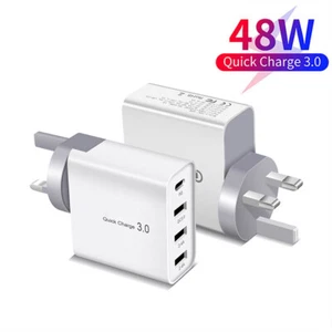 Multi-Port 48W USB-C PD 30W Fast Wall Plug Charge QC3.0 Adapter For iPhone - Picture 1 of 16