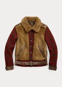 RRL Double RL Ralph Lauren Red Shearling-Lined Suede Jacket Mens Medium M - Picture 1 of 5