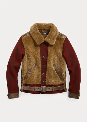 RRL Double RL Ralph Lauren Red Shearling-Lined Suede Jacket Mens Medium M - Image 1 of 4