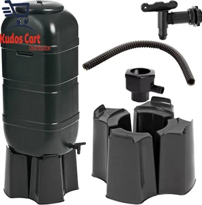 100L Black Slimline Space Saver Water Butt Kit Complete with Stand, Lid and Dive - Bild 1 von 12