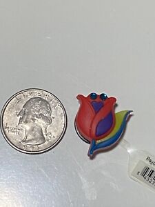 Authentic Crocs Jibbitz Shoe Charm PSYCHEDELIC RED TULIP New With Tags~HTF