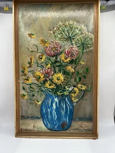Pintura al óleo original a bordo Ruth Bourne 1949 bodegón floral 1 de 1 vintage - Imagen 1 de 13