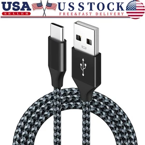 Braided USB C Type-C Fast Charging Data SYNC Charger Cable Cord 3/6/10FT LONG - Picture 1 of 8