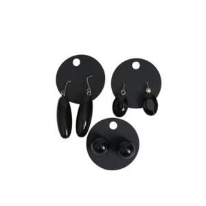 Solid Black Dangle Drop and Stud Style Acyrlic Fashion Earrings Set of 3 Bundle - Picture 1 of 8