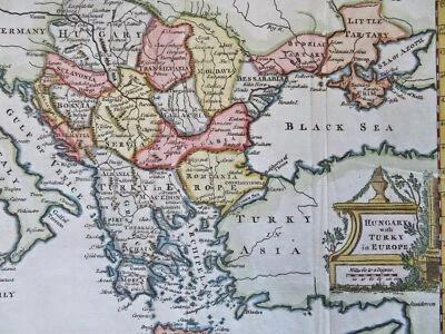 Hungría y Imperio Otomano Balcanes Grecia Serbia 1772 Jefferys mapa grabado Foto 1 de 4