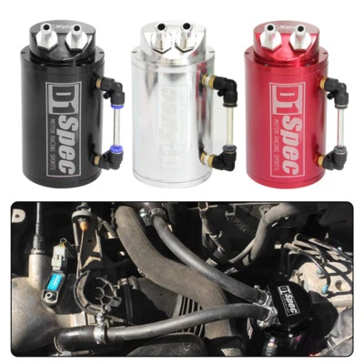 Universal 750ml Oil Catch Can Tank Aluminum Reservoir & Bracket Black/Silver - Image 1 of 4