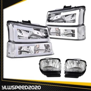 Fit For 03-07 Chevy Silverado / Avalanche LED DRL Bumper Headlights & Fog Lights - Picture 1 of 9