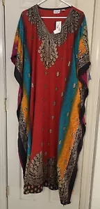 Sante Classics Kaftan MuMu Lounging Relaxing Dress Boho One Size Multi Color NWT - Picture 1 of 4