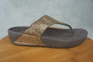 Fitflop Womens Size 9 Lottie Sandals Shimmer Crystal Thong Flip Flop Bronze - Picture 1 of 10