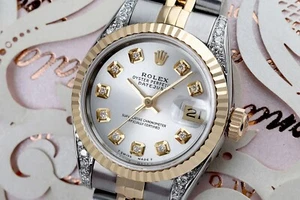 Rolex Datejust 26 mm plata esfera diamante dos tonos reloj correa Jubilee - Imagen 1 de 11