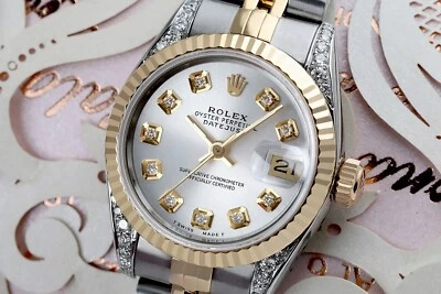 Rolex Datejust 26 mm Silver Diamond Dial Two Tone Watch Jubilee Band - Image 1 of 4