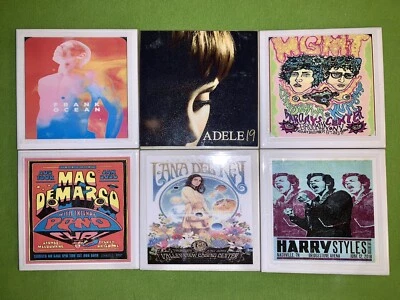 DIY 6 Handmade Ceramic LP Drink Coasters FRANK OCEAN LANA DEL REY MAC DEMARCO - Image 1 of 4