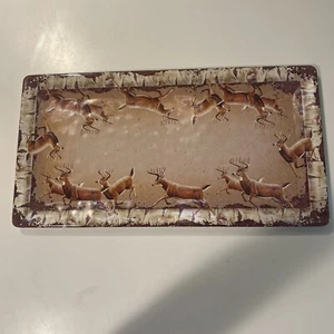 New Cynthie Fisher 18” X 9.5” Melamine Tray Deer - Picture 1 of 9
