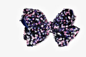 Wonder Nation Jumbo Sequined Black/Pink Girl's Bow New - Picture 1 of 1