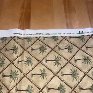 New Waverly Tangiers Palm Tree Brown Tropical Fabric 3 Yards 54” & Extra Piece - Picture 1 of 3