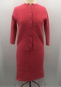 VTG 1960’s Barbie Pink Knit Skirt Suit Set Jackie O S/M Carlyle 100% Fortrel - Picture 1 of 16