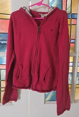 Suéter Cárdigan Burberry Niñas 100% Algodón Rojo Cremallera Completa Talla 10Y Foto 1 de 3