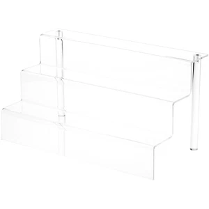 Escaleras de exhibición de acrílico transparente Plymor de 3 pasos, 9,5" H x 18" W x 9,5" D - Imagen 1 de 1