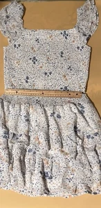 Neu mit Etikett Sadie & Sage von August Moon Scrunchie Blumenmuster blau & pfirsich zweiteiliges Set - Bild 1 von 12