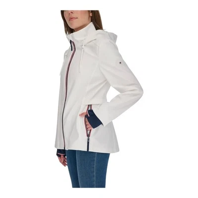 Jaqueta feminina Tommy Hilfiger corta-vento com capuz branca tamanho 2XL - Imagem 1 de 4