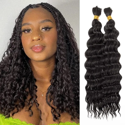 Cabello Boho para Trenzar Cabello Rizado Trenzado para Trenzas Boho Negro Onda Profunda A Granel  Foto 1 de 4