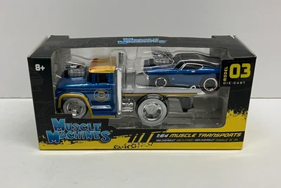 Muscle Machines 1:64 Muscle Transports C60 FLATBED / 1969 CHEVELLE SS 396 - Image 1 of 4