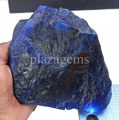 Tanzanita azul natural áspera de 6323 quilates | Piedra preciosa suelta teñida sin cortar certificada 5ARJ Foto 1 de 4