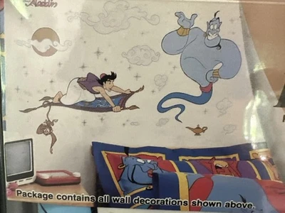 Vintage 90’s Disney Aladdin Genie Flying Carpet Jumbo Stickers Wall Decals Foto 1 de 4