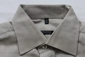 Eterna Excellent Camicia Con Polsini Combinati 39 Marrone Chiaro Lucido #E8352 - Foto 1 di 1