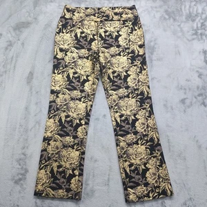 Soft Surroundings Pants Women S Black Gold Floral Moonstruck Pull On Mini Boot - Picture 1 of 10