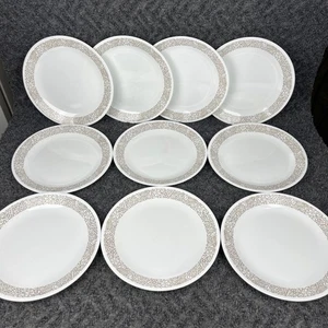 10er Set Vintage Corelle Woodland braune Blätter Vitrelle 10 1/4" Essteller - Bild 1 von 15