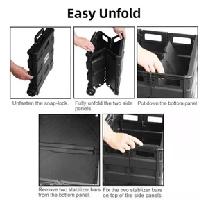 Carro de compras plegable de alta resistencia con ruedas para comestibles 55 lb carga BUBF - Imagen 1 de 8