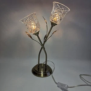 Dunelm Brushed Nickel Light Bronze Tulip Floral Lamp Light Side - Picture 1 of 11