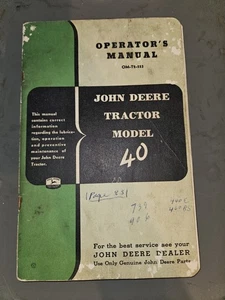 John Deere 40 Tractor Operator's Manual OM-T2-553 - Picture 1 of 1