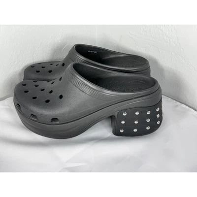 NEW Crocs Siren Platform Studded Heeled Clog Black Women's Size 13 Mens 11 - Image 1 of 4