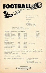 BILLETE FERROVIARIO - Escocia v Inglaterra (Home International) 1966 - Imagen 1 de 1
