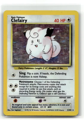 Pokemon TCG - Clefairy 5/102 - Holo Rare - Base Set Wizards - Image 1 of 2