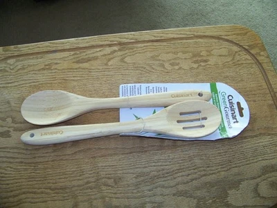 Nuevo Cuisinart Verde Gourmet Bambú Ranurado y Sólido Juego de 2 Cucharas NUEVO Foto 1 de 4