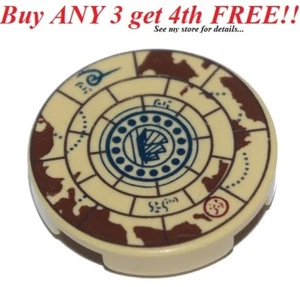 ☀️NEW LEGO Pirate 2x2 Round Decorated TILE Tan w/ Nautical Treasure Map Pattern - Picture 1 of 3