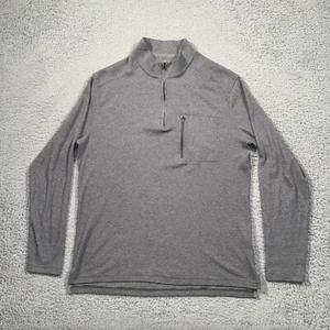 01.Algo Performance Pullover Men Large Gray Waffle Knit Moisture Wicking 1/4 Zip - Picture 1 of 14
