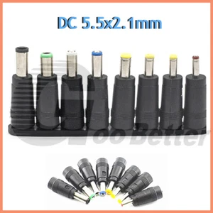 DC Power Plug Connector Socket Adapter Set 5.5x2.1mm Female to 8 Sizes Male - Picture 1 of 11