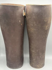 Seltene antike 20er Jahre braune Leder Halbchaps evtl Militär? - Bild 1 von 11