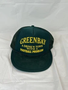 VTG Green Bay Packers Trucker Hat Cap Adult Green Snapback Mesh 80s 90s Mens - Picture 1 of 6