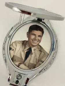 5.5"x 3.5" Porcelain Photo Picture w/ Bronze Chrome Frame Cover - Headstone - Picture 1 of 5