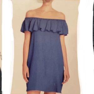 Philosophy Blue Chambray Denim Ruffle Off-The-Shoulder Dress Size M Style# G5833 - Picture 1 of 9